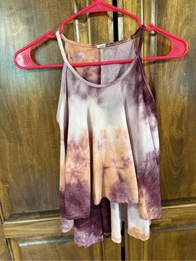 Girls Mauve & Plum Tie-Dye Tank Top